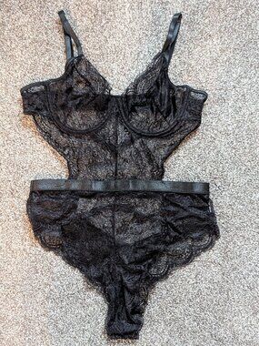 Sexy Lingerie Bodysuit Lace Teddy Snap Crotch V Neck Cut Out One Piece Babydoll